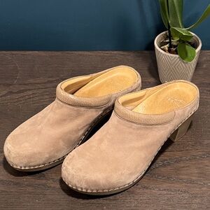 Dansko Taupe Suede Clogs